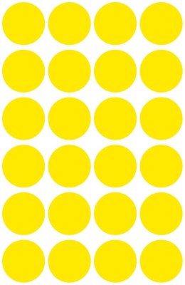 Kółka do zaznaczania śr. 18 mm, żółte etykiety papierowe, etykiety okrągłe z trwałym klejem, etykiety do oznaczenia 96 etyk. / o