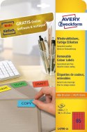 Usuwalne etykiety kolorowe 38,1 x 21,2 mm, czerwone etykiety papierowe, etykiety samoprzylepne 20 ark. / op., Avery L4790-20