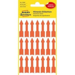 Etykiety informacyjne strzałki 39 x 9 mm, czerwone neonowe kolory, naklejki z trwałym klejem, etykiety do oznaczania 63 etyk. / 