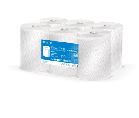 Ręczniki w roli celuloza, 2 warstwy, biały, 110m - 478 listków VELVET PROFESSIONAL MAXI 5220106 op. 6szt.