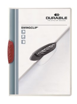 Skoroszyt DURABLE SWINGCLIP zaciskowy, do 30 kartek czerwony 2260-03