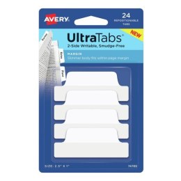 Zakładki indeksujące Ultra Tabs 63,5 x 25 mm, białe zakładki indeksujące 24 szt., Avery 74789