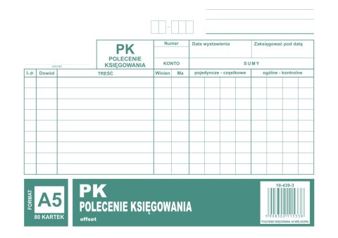439-3 Polecenie księgowania A5 offset MICHALCZYK&PROKOP 80 kartek