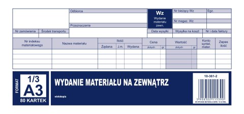 361-2 WZ wydanie materiałów na zewnątrz 1/3 A3 80 kartek MICHALCZYK