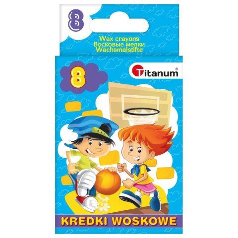 Kredki świecowe 8 kolorów wytrzymałe EN71 bezpieczne dla dzieci 2108D/62868 TITANUM SALE