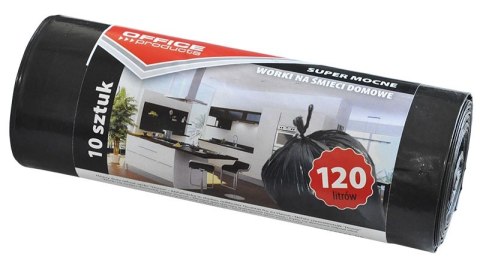 Worki na śmieci domowe , super mocne (LDPE), 120l, 10szt., czarne, typu OFFICE PRODUCTS 22022232-05