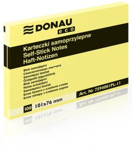 Bloczek samoprzylepny DONAU ECO 101x76 żółty 7594001PL11