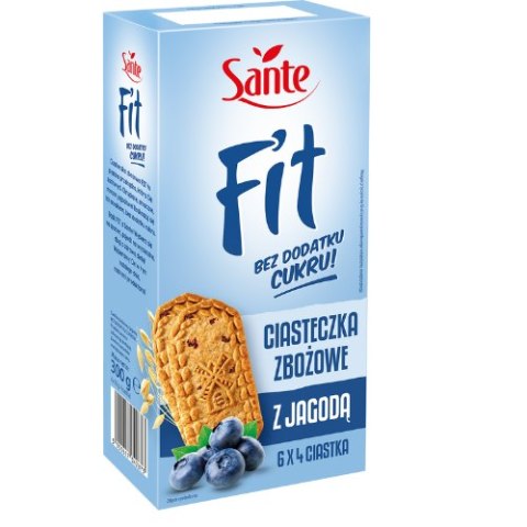 Ciasteczka zbożowe z jagodą Fit bez cukru (6x4szt.) 300g SANTE