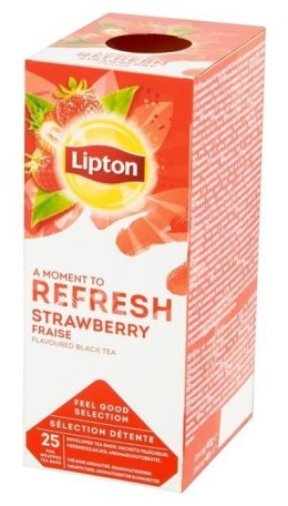 Herbata LIPTON REFRESH Strawberry czarna (25 kopert fol.)