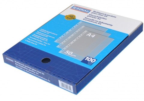 Koszulki na dokumenty A4 PP krystaliczne 50mikr. w kartonie 100szt. DONAU 1772100PL-00B