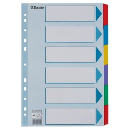 Przekładki, kolorowy karton, karta opisowa Mylar A4, Esselte, 6 kart, , 100168