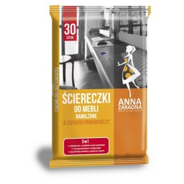 ANNA ZARADNA Ściereczki nawilżane do mebli, o zapachu pomarańczy, białe chusteczki (30 szt.) ST-AZ-030163