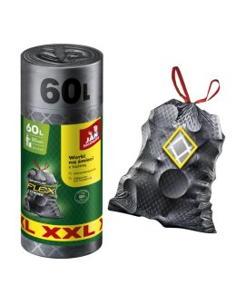 JAN NIEZBĘDNY Worki na śmieci magnum flex z taśmą 60l 20szt. szare 353487