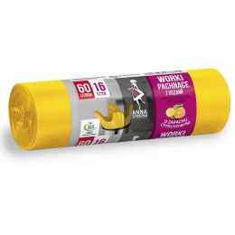 ANNA ZARADNA Worki 60l na śmieci z uszami zapach cytrusów (16 szt.) żółte do segregacji plastik ST-AZ-033645