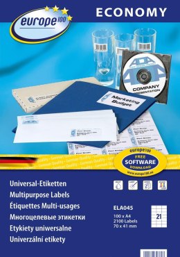 Etykiety uniwersalne Economy Europe100 by Avery Zweckform, A4, 100 ark./op., 70 x 41 mm, białe ELA045