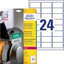 Etykiety foliowe 63,5 x 33,9 mm, białe etykiety wodoodporne z trwałym klejem, wytrzymałe etykiety przemysłowe 10 ark. / op., Ave