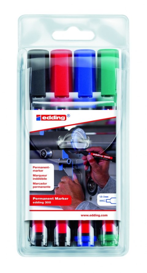 Marker perm.300-4szt EDDING końcówka okrągła