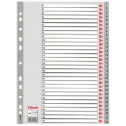 Przekładki plastikowe szare PP A4 1-31 100108 numeryczne ESSELTE