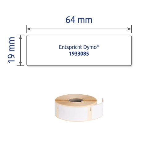 Etykiety na rolce, etykiety foliowe 19 x 64 mm, etykiety do termodruku, białe etykiety wodoodporne, etykiety na znaki BHP, 450 e