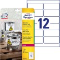 Etykiety foliowe 99,1 x 42,3 mm, białe etykiety wodoodporne z trwałym klejem, etykiety poliestrowe na znaki BHP, 20 ark. / op., 