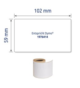 Etykiety na rolce, etykiety foliowe 59 x 102 mm, etykiety do termodruku, białe etykiety wodoodporne, etykiety na znaki BHP, 50 e