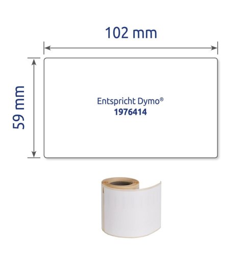 Etykiety na rolce, etykiety foliowe 59 x 102 mm, etykiety do termodruku, białe etykiety wodoodporne, etykiety na znaki BHP, 50 e