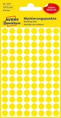 Kółka do zaznaczania śr. 8 mm, żółte etykiety papierowe, etykiety okrągłe z trwałym klejem, etykiety do oznaczenia 416 etyk. / o