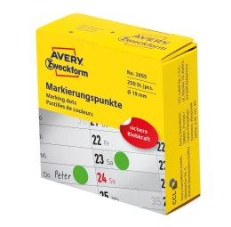 Kółka do zaznaczania w dyspenserze śr. 19 mm, zielone etykiety papierowe, etykiety okrągłe z trwałym klejem, etykiety do oznacze