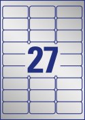 Etykiety znamionowe 63,5 x 29,6 mm, srebrne etykiety wodoodporne, poliestrowe 20 ark., tabliczki znamionowe do druku, etykiety f