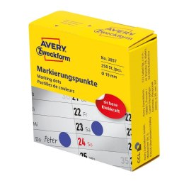 Kółka do zaznaczania w dyspenserze śr.19mm, niebieskie etykiety papierowe, etykiety okrągłe z trwałym klejem, etykiety do oznacz