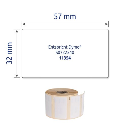 Etykiety na rolce, usuwalne etykiety papierowe 32 x 57 mm, etykiety do termodruku, białe etykiety samoprzylepne, 1000 etyk. / 1 