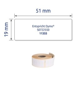 Etykiety na rolce, usuwalne etykiety papierowe 19 x 51 mm, etykiety do termodruku, białe etykiety samoprzylepne, 500 etyk. / 1 r