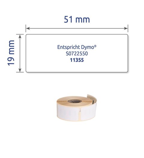 Etykiety na rolce, usuwalne etykiety papierowe 19 x 51 mm, etykiety do termodruku, białe etykiety samoprzylepne, 500 etyk. / 1 r