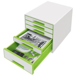 Pojemnik z 5 szufladami Leitz WOW, biały/zielony 52142054 .