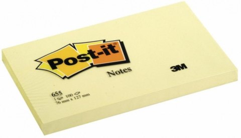 Bloczek samoprzylepny POST-IT (655), 127x76mm, 1x100 kart., żółty