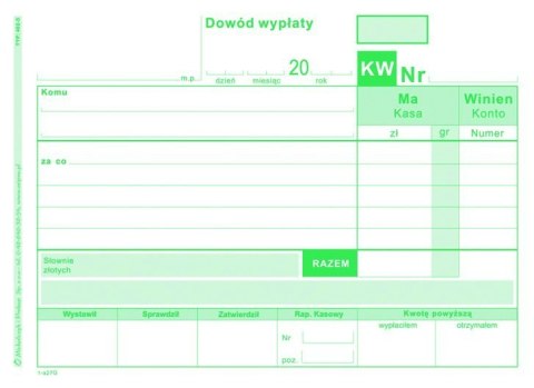 Dowód Wypłaty KW, A6 80 kartek, 10-402-5 DOTTS