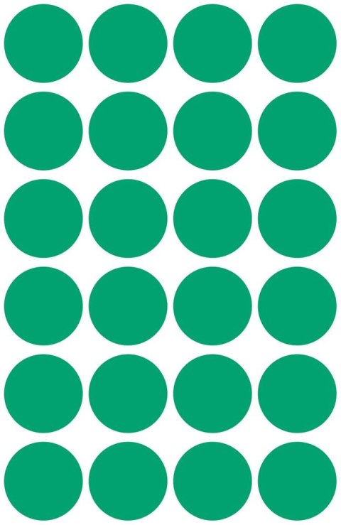 Kółka do zaznaczania śr. 18 mm, zielone etykiety papierowe, etykiety okrągłe z trwałym klejem, etykiety do oznaczenia 96 etyk. /