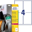 Etykiety foliowe 99,1 x 139 mm, białe etykiety wodoodporne z trwałym klejem, wytrzymałe etykiety przemysłowe 10 ark. / op., Aver
