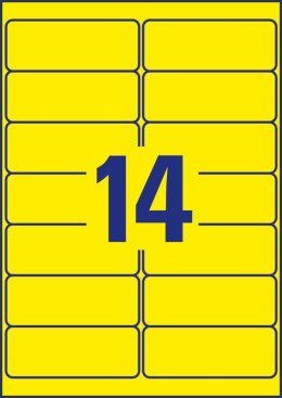 Etykiety papierowe 99,1 x 38,1 mm, żółte neonowe kolory, etykiety z usuwalnym klejem, etykiety do oznaczenia 25 ark., etykiety c