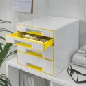 Pojemnik z 4 szufladami Leitz WOW, biały/żółty 52132016 . SALE