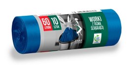 ANNA ZARADNA Worki 60l na śmieci supermocne z taśmą niebieskie (10 szt.) do segregacji papier 36363