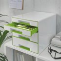 Pojemnik z 4 szufladami Leitz WOW, biały / zielony 52132054 .
