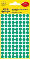 Kółka do zaznaczania śr. 8 mm, zielone etykiety papierowe, etykiety okrągłe z trwałym klejem, etykiety do oznaczenia 416 etyk. /