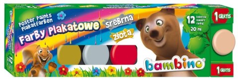 Farby plakatowe 12 kolorów 20ml BAMBINO 1581