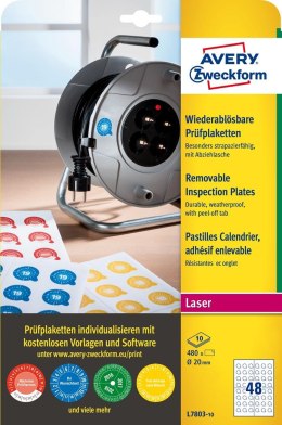 Usuwalne tabliczki inspekcyjne L7803-10 Q20 10ar Avery Zweckform