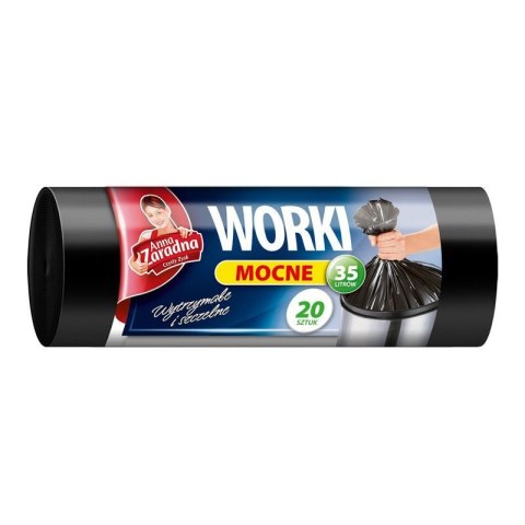 ANNA ZARADNA Worki 35l na śmieci mocne HDPE, czarne (20 szt.) WNS2207/80SH