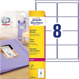 Etykiety samoprzylepne błyszczące 99,1 x 67,7 mm, białe etykiety papierowe z trwałym klejem, etykiety do oznaczenia 40 ark. / op