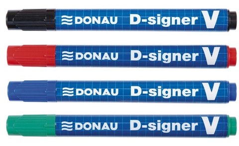 Marker permanentny D-SIGNER V ścięty, niebieski 7370001-10PL