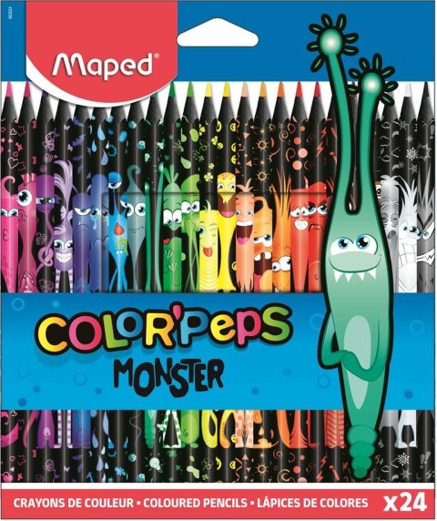 Kredki w czarnej ob. trójkątne 24 szt. COLORPEPS MONSTER 862624 .