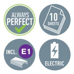 Zszywacz elektryczny na baterie WOW, żółty, 3 lata gwarancji, 10 kartek 55661016 LEITZ .